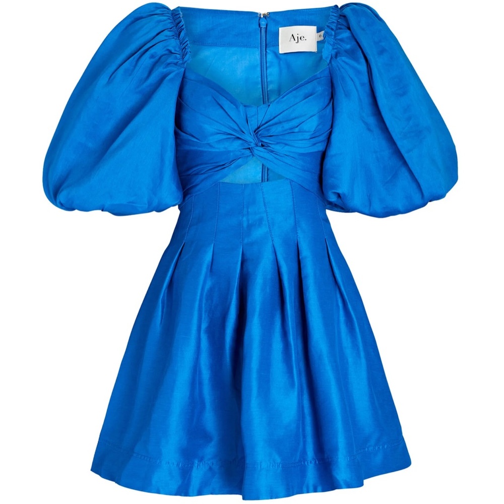 Aje Dusk Twist-Front Linen-Blend Mini Dress